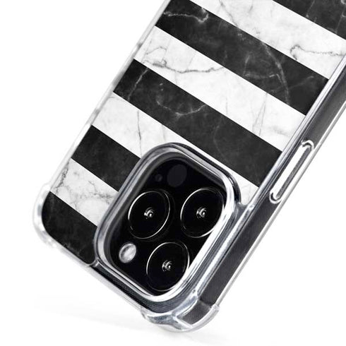 Black and White Striped Marble iPhone 16 Pro MagSafe Case